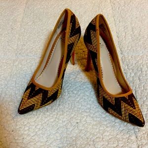 Brown and mustard colored Madison pumps Size 6